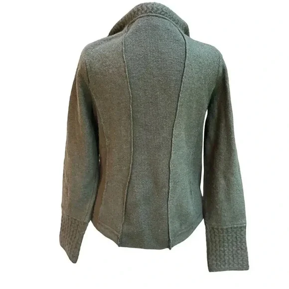Anthropologie sparrow green wool moto sweater jacket. - Picture 4 of 6